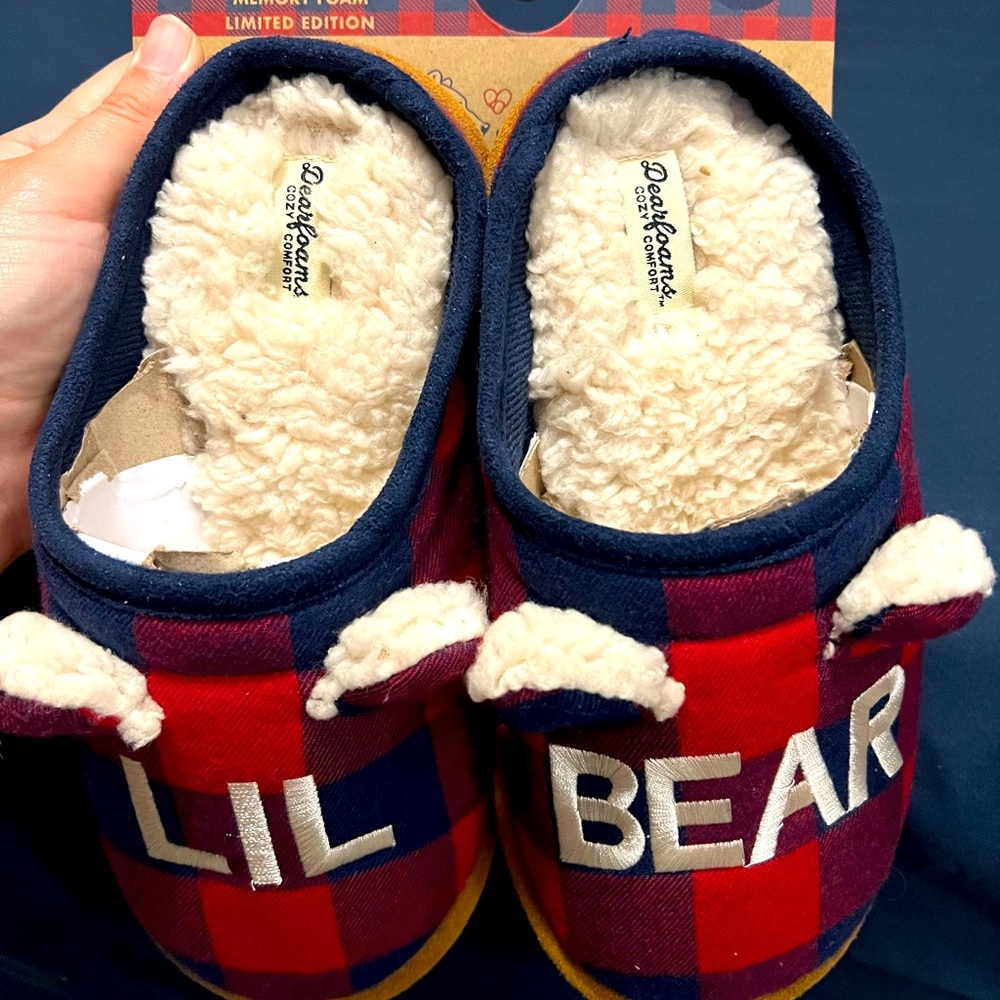 Lil Bear Dear memory foam slippers.